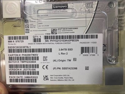 Lenovo Intel S4610 3.84TB SSD 2.5'' SATA 6Gb/s Solid State Drive SSDSC2KG038T8L1