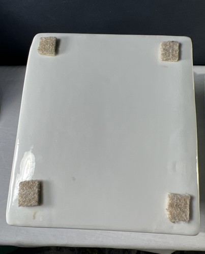 Coperchio/dispenser scatola fazzoletti 11 x 6” vintage porcellana lucida viso bianco inquietante. - Foto 6 di 9
