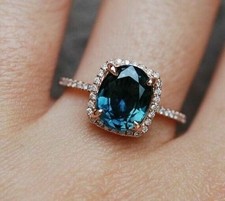 2Ct Oval Cut Lab Created Blue Topaz Women Wedding Ring 14K White Gold Plated