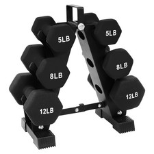 BalanceFrom Fitness 50lbs Neoprene Coated Dumbbell Set w/Stand, Black Open Box 