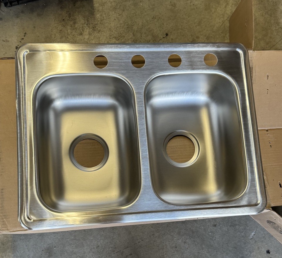 Dayton D225194 Equal Double Bowl Drop-in Sink, 25 x 19 x 6.5, Stainless Steel