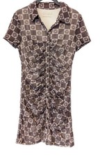 Urban Outfitters High Collar Sz S Button Down Front Mini Dress Purple Pink