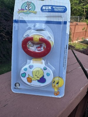 Vintage 1999 Gerber NUK Orthodontic Latex Pacifiers Baby Looney Tunes NIB