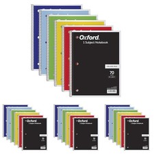 Oxford Spiral Notebook,1 Subject,College Ruled Paper,8 x 10-1/2 Inch,Color Assor
