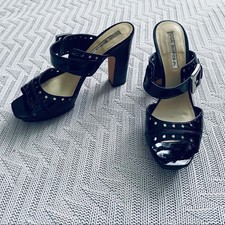 Via Spiga black patent leather heeled sandals