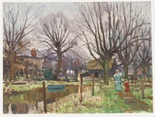 Derek Arthur Ede (1922-1983) - Mid 20th Century Oil, A Walk Along the Canal