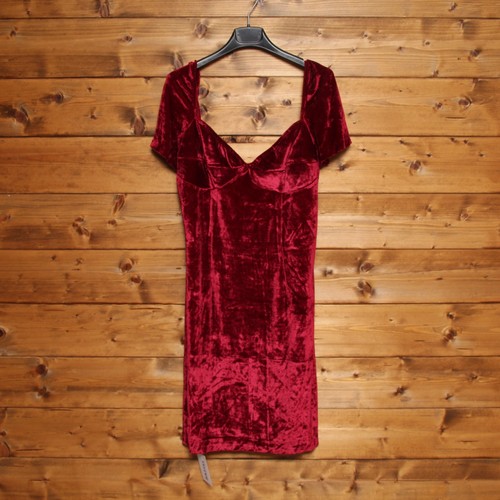 ALINA RUBINI dress size L New (Sa3151) Red Vintage Women Dead Stock