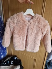 Tu Girls Pink Fur Jacket Coat Age 5-6 Years
