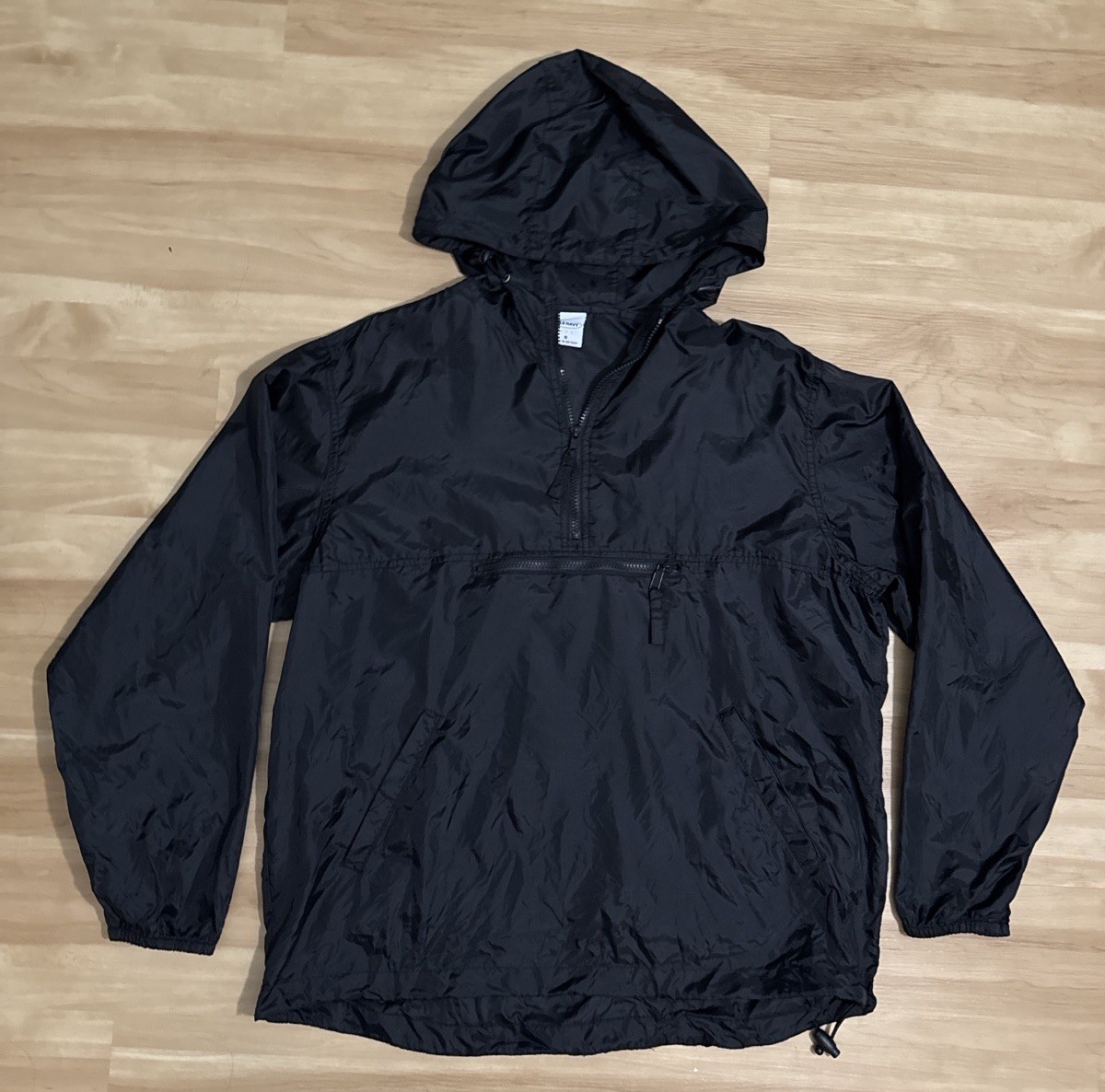 Old Navy Packable Anorak Windbreaker Jacket Black Hooded Men's S