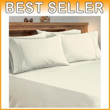 Breathable Cooling Bed Sheets - 6 Piece King Size Set, Ivory