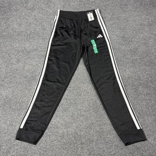 Adidas Pants Youth XL 18/20 Black Knit Track 3-Stripes Athletic Joggers