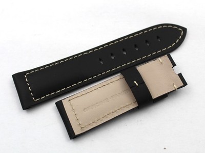 Officine Panerai Genuine Leather Watch Band Black 24/22mm Deployant Closure