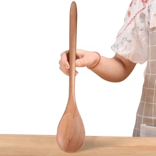 Big Wooden Spoon for Cooking, Large Wood Scoop Utensil, 17-Inch Kitchen Serving