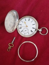 Full Hunter Silver Key Wind Pocket Watch Good Working Order But Crystal Missing