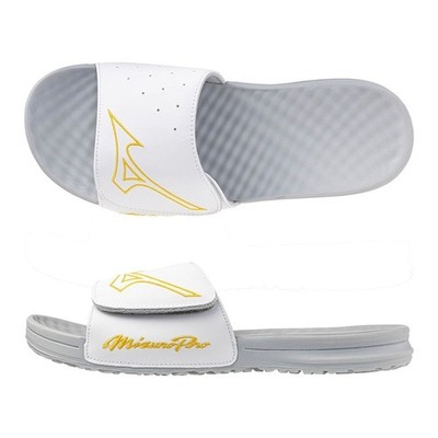 MIZUNO PRO SLIDE 2 SANDALEN Recovery Slides 11GJ250101 Weiß/Gold/Grau E 2025SS