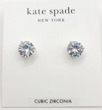 KATE SPADE Brilliant Tri-prong Round Stud Earrings $30 In Silver Setting