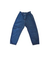 Zara Paperbag Barrel Leg Jeans Women's Size 10 High Rise 100 Cotton Dark Wash