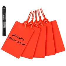 100 Plastic Waterproof Shipping Tags - Writable Marker Ties Hanging Security