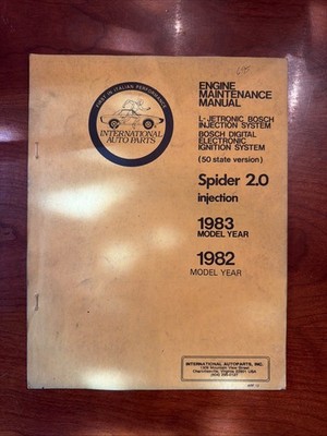 Alfa Romeo 1982,83 Spider 2.0 Fuel Injection Manual