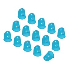 Light Blue Silicone Finger Tips Protectors Breathable Caps, XL, 15 Pcs