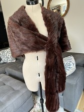 1950s Vintage Brown Mink Fur Stole Scarf Collar Wrap