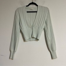 Aritzia Wilfred Plunge Front Cardigan Mint Green Size Medium Wool Blend Minimal