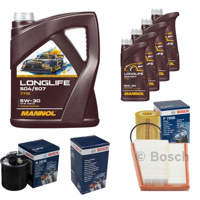 BOSCH Inspektionspaket 9L MANNOL Longlife 504/507 5W-30 für Mercedes-Benz