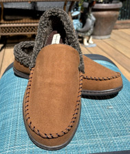 DEARFOAMS Mens Slippers Memory Foam Size L 11/12 INDOOR/OUTDOOR WASHABLE NoSweat