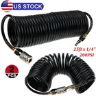 2X Air Compressor Recoil Hose Line Spring Ends Pneumatic Tube Tools 25FT 1/4"NPT