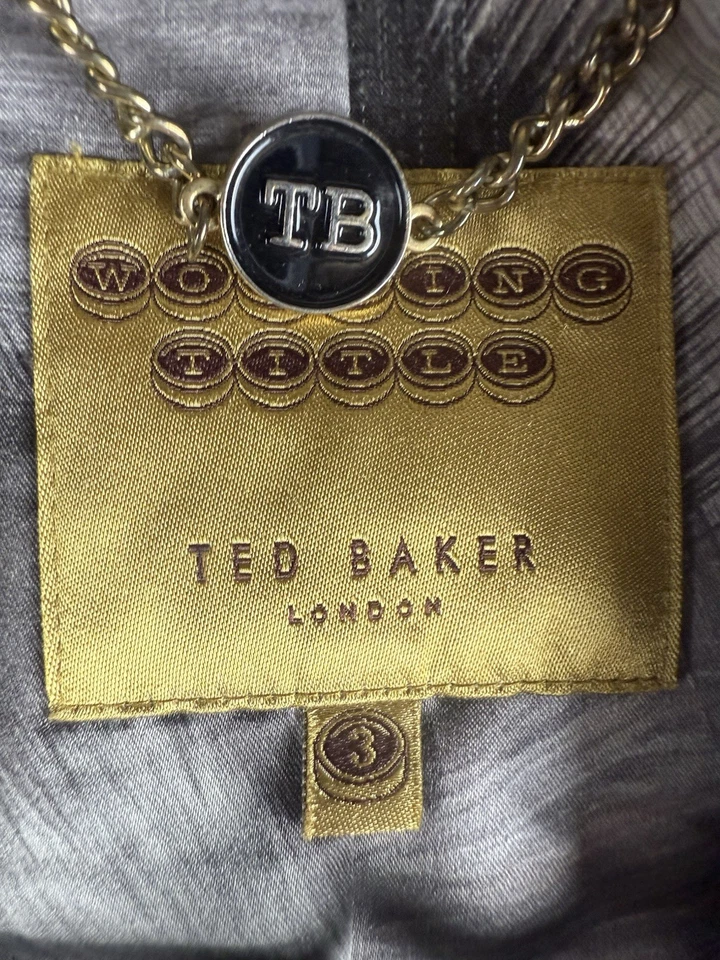 Blazer negro Ted Baker para mujer mezcla de lana de un solo pecho talla 3 (US 8) Foto 3 de 4