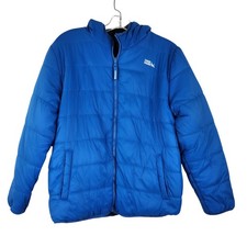 Eddie Bauer Quilted Double Sided Blue Hooded Sherpa Lined Boys Size XL 14/16 