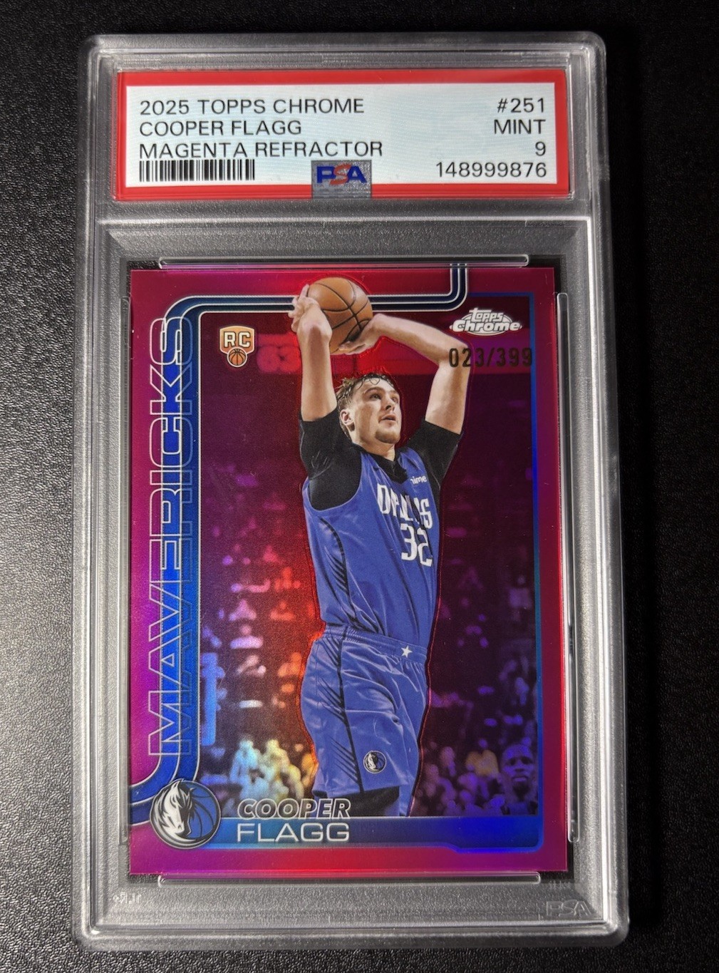 Cooper Flagg 2025-26 #251 Topps Chrome Rookie Rc 23/399 PSA 9 Magenta Refractor