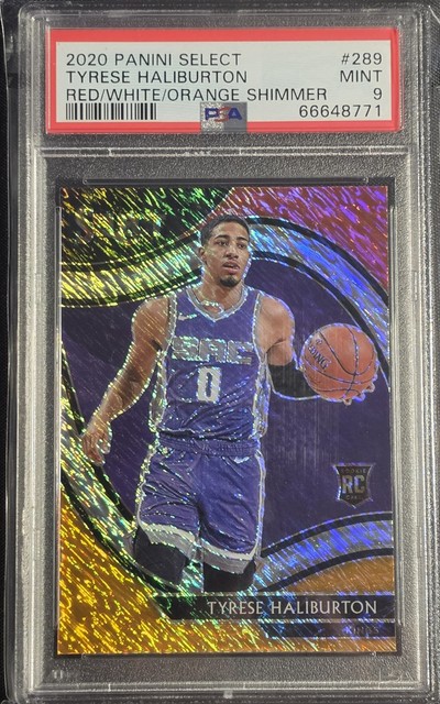 2020 Select Courtside Red White Orange Shimmer Prizm Tyrese Haliburton PSA 9