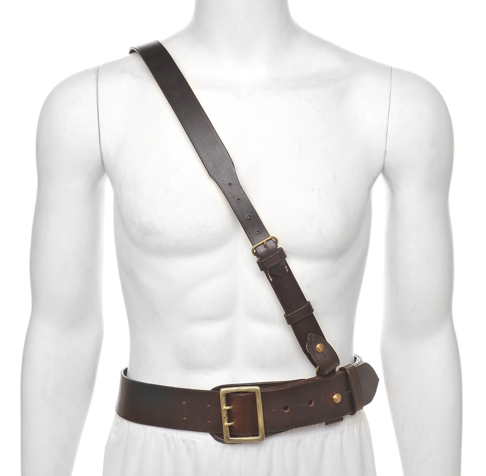 WW1 Sam Browne Belt With Shoulder Strap Premium Drum Dyed  display picture 1