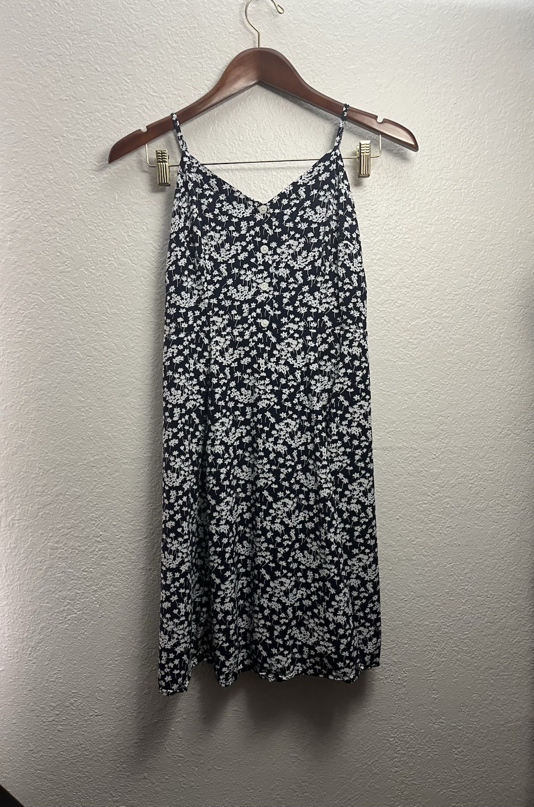 GAP Button Front Adjustable Strap Blue Floral Cas… - image 1