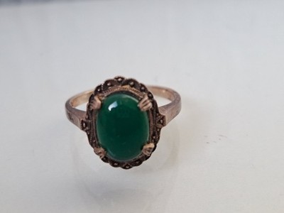 925 Silver Ring With Jade, Beautiful Old Ring