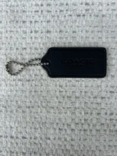 2.25” Coach New York Black Smooth Leather Fob Bag Charm Hang Tag