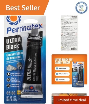 Versatile 3 oz Ultra Black RTV Silicone Gasket Maker - OEM Approved, Sensor Safe