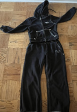 True Religion Black 2-Piece Sweatsuit Set Zip Hoodie  Pants Logo Size m