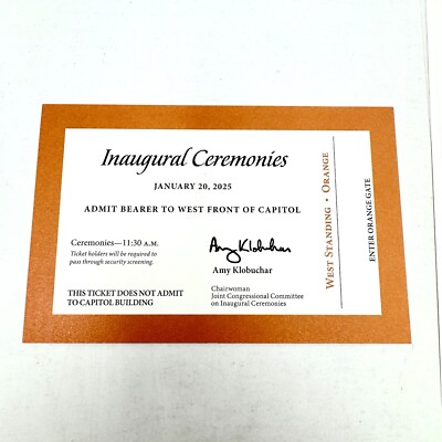 PSA8 2025年トランプ大統領就任式招待券 オレンジ 2025 Donald Trump 47 Inauguration Invitation & Program Packet