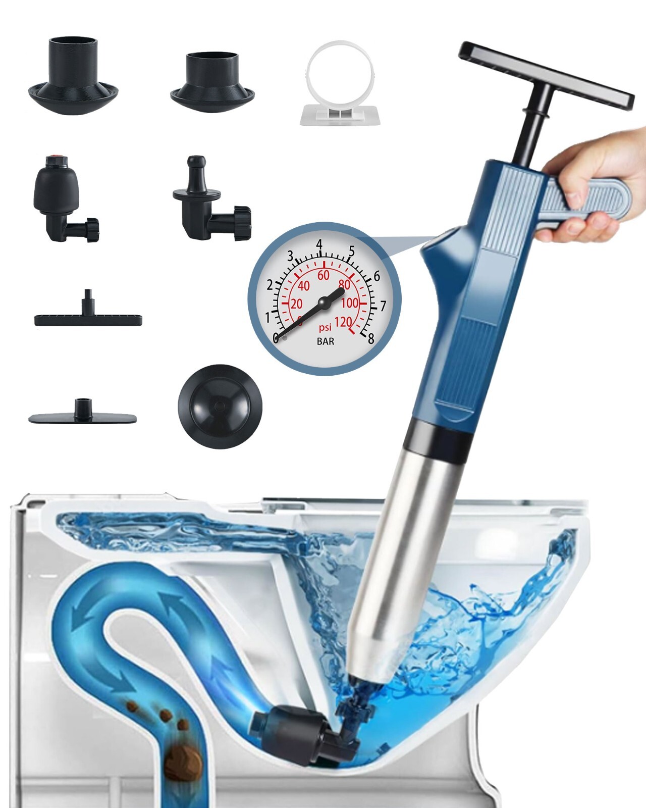 Toilet Plunger Air Drain Blaster High Pressure Drain Clog Remover Tools