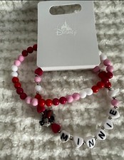 Disney Parks Minnie Mouse Friendship Bead Stretch Bracelet Set Of 2