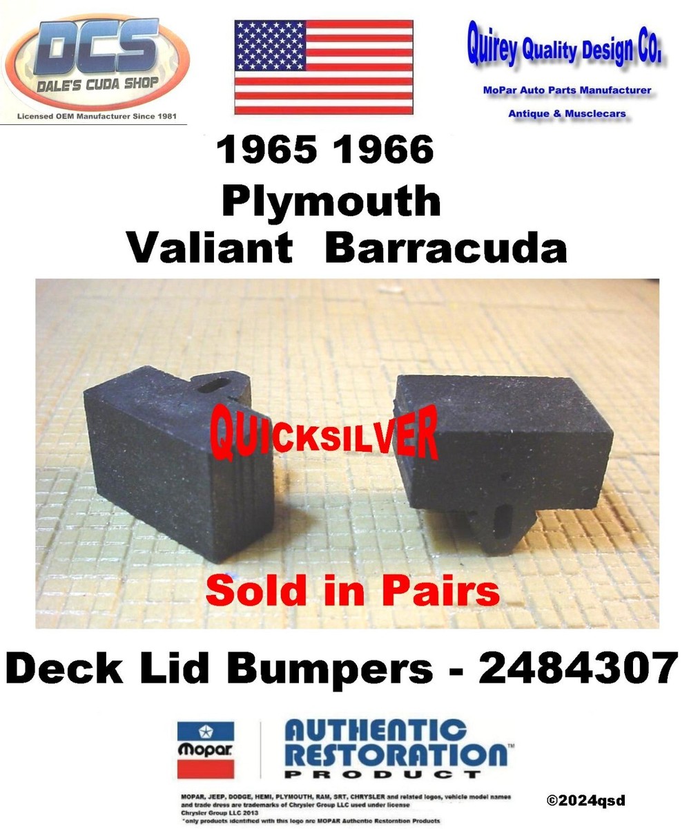 1965 66 Plymouth Valiant Barracuda Deck Lid Bumper 2pcs 2484307