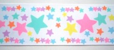 3 Yds. White/Multi Color Stars 2 1/4" Grosgrain Ribbon gg-207