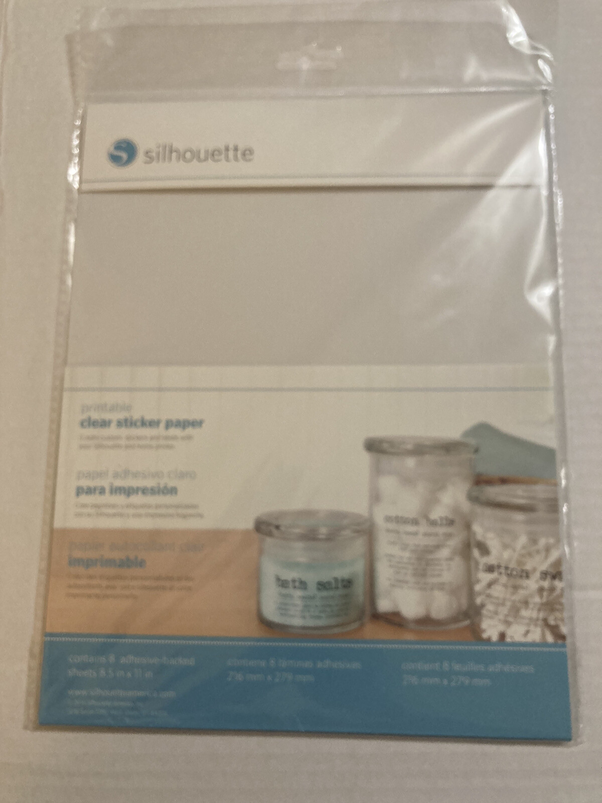 Silhouette Printable CLEAR Sticker Paper 8.5 X 11 NEW 8 Sheet Pkg CLRADH |  eBay