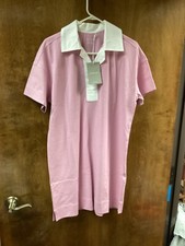 Women NWT Everlane”The Organic Cotton Polo Dress -Pink White Short Sleeve.Med