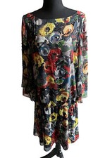 Alice + Olivia Floral Print Dress Long Sleeve Boho Shift Mini Party Cocktail