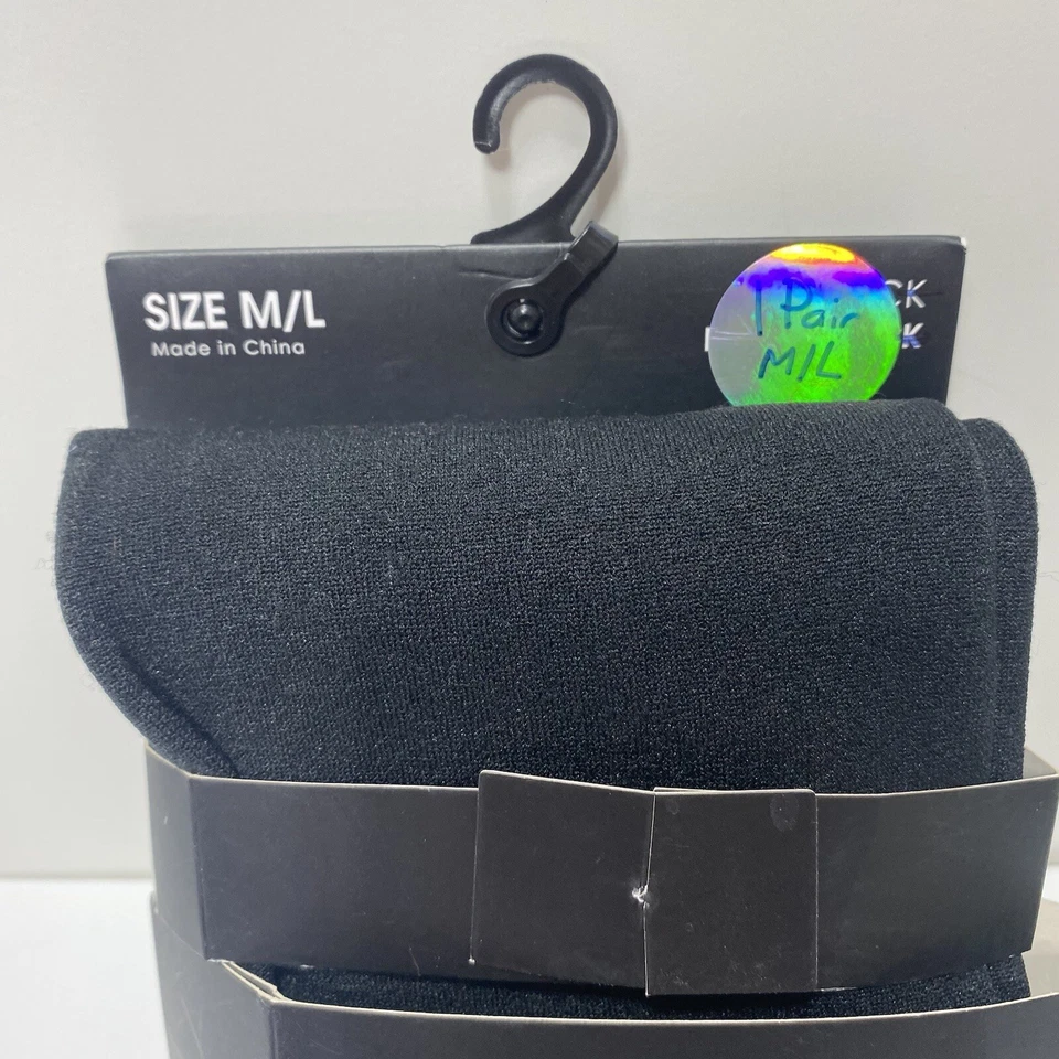 Women's Black Fleece Lined Footed Tights 1 Pair M/L Pantyhose Nicole Miller, New - Image 3 of 4