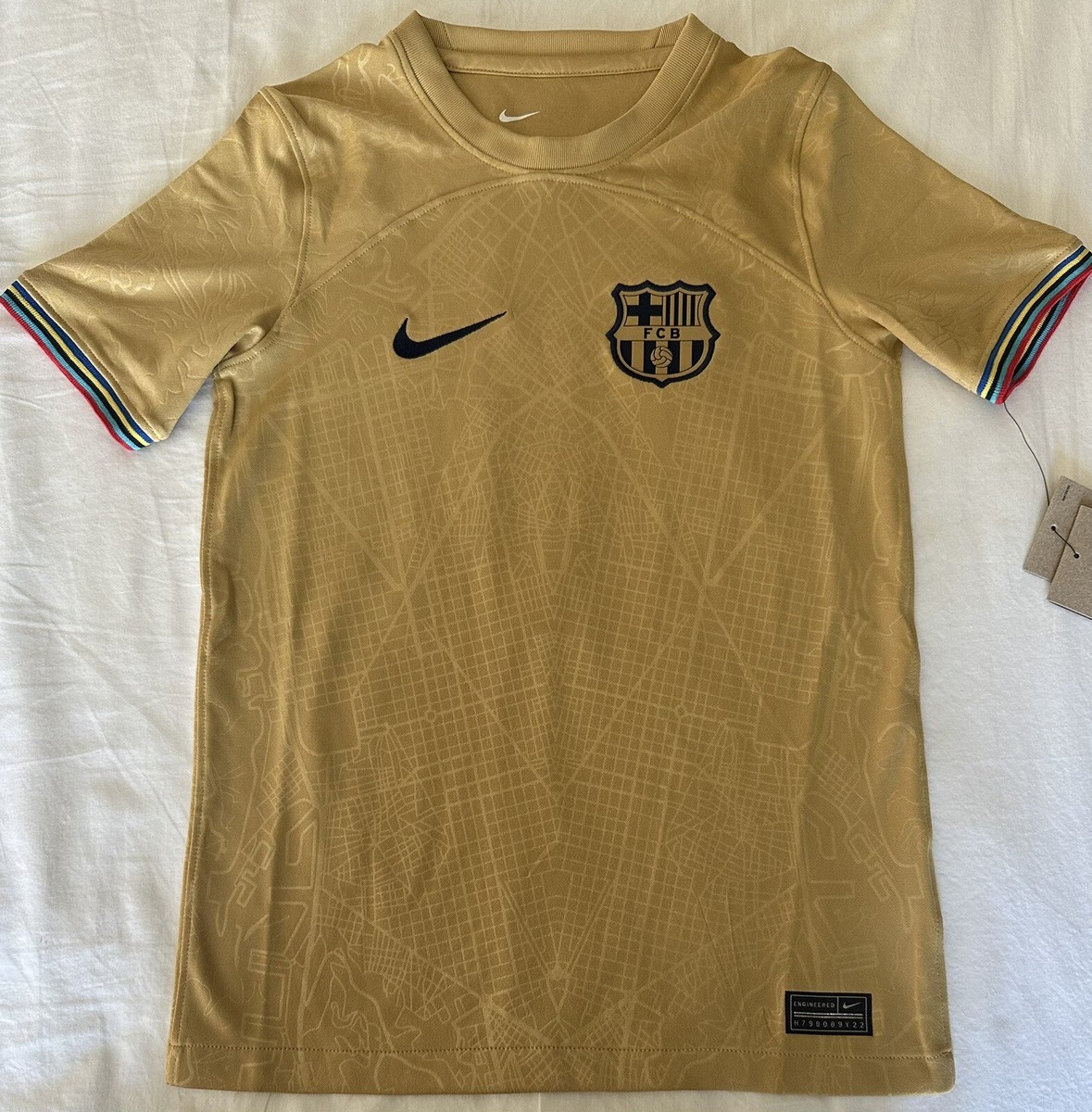 Nike FC Barcelona Dri-Fit Away Gold Soccer Jersey DJ7849-715