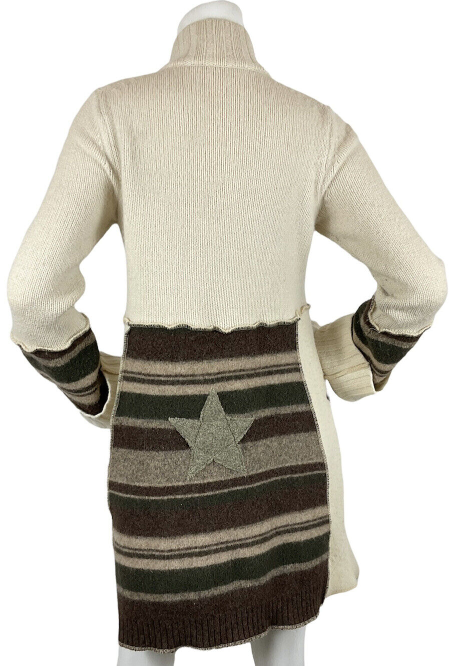 Cable Knit Sweater Coat Mixed Media Star Appliqué… - image 8